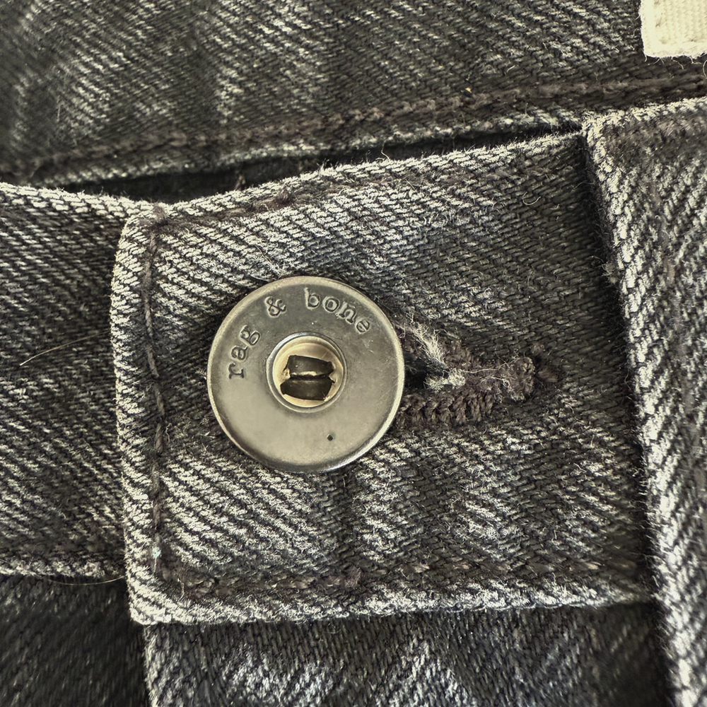Rag & Bone Black Stone Distressed Raw Hem High Rise Slim Straight Jeans 24 New - Picture 9 of 14